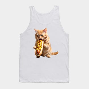 Funny junk food lover foodie hot dog hungry Cat Tank Top